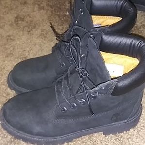All black suade timberlands